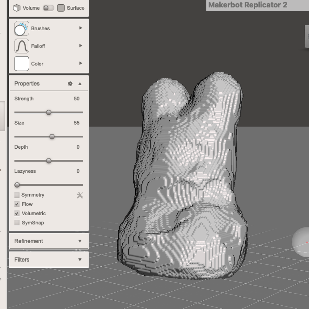 <b>Customizing Texture in Meshmixer</b><br>After watching Tutorial 6, I added a blocky, soil-like texture to my model in the Meshmixer app. This texture makes the model look like it's made of rough, cube-shaped blocks, giving it a unique and rugged appearance.
