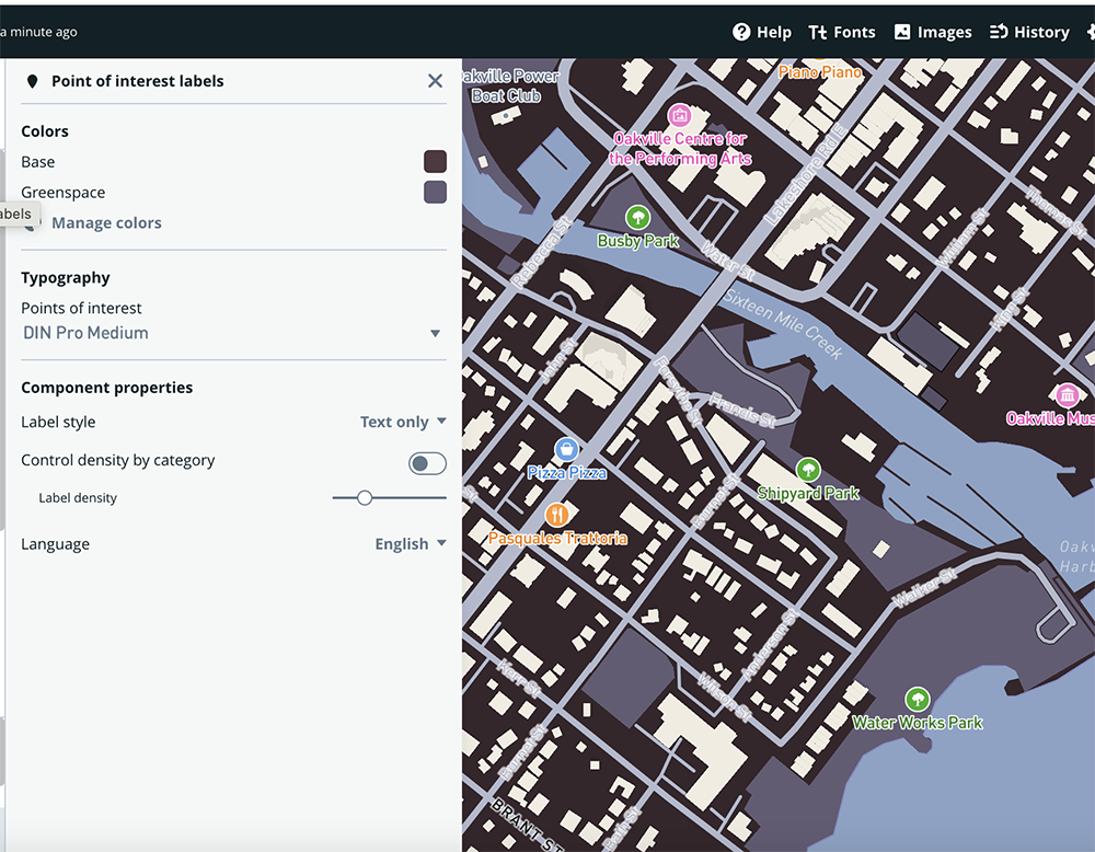 <b>Map with Hidden Components Using Mapbox</b><br>After watching Tutorial 1, I created this map using Mapbox and applied the 'hide component' feature. By hiding most of the map icons, I was able to simplify the view, making it easier to focus on specific details of the map. This feature allows for a cleaner and more organized layout, enhancing clarity for better analysis.