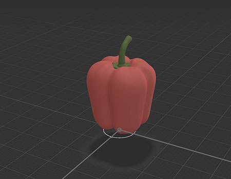 <b>Learning to Add C4D Model in Aero</b><br>
          In this image, I used an Adobe tutorial to learn how to place a C4D model into Adobe Aero. Following the steps from the official Adobe website, I managed to import this red bell pepper model smoothly.