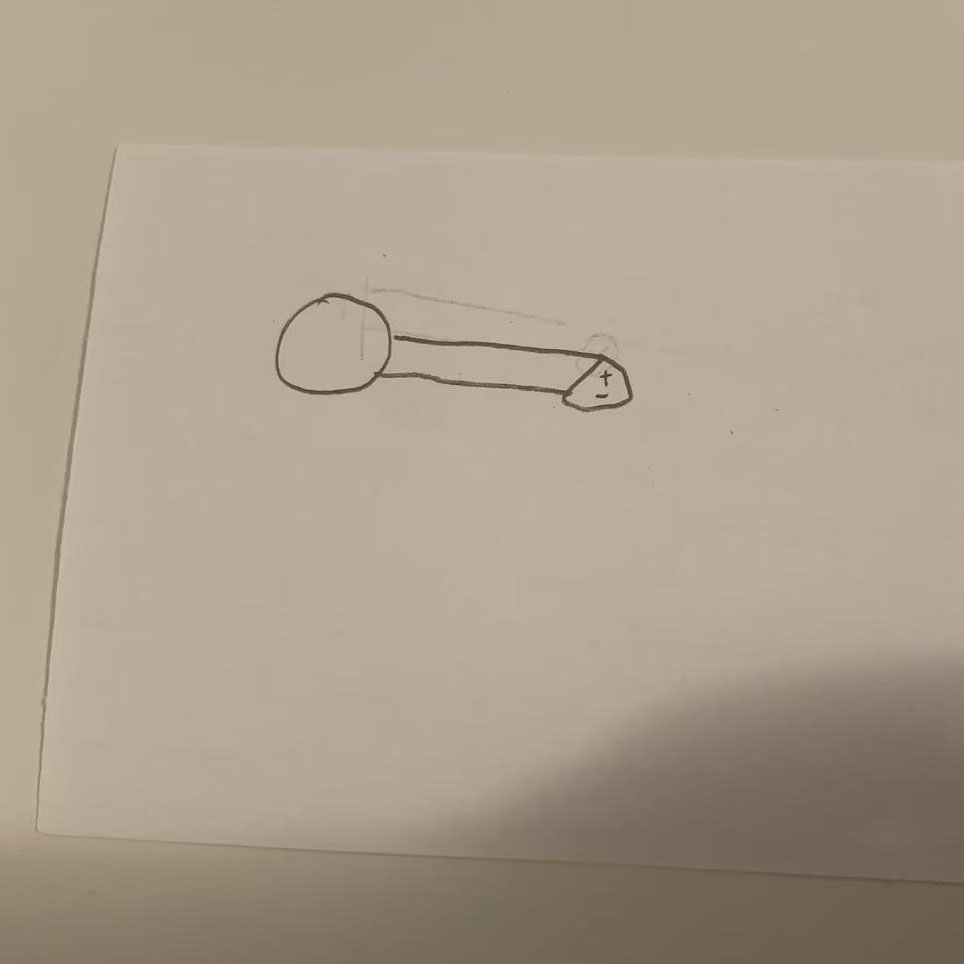 I followed tutorial1 to sketch a simple circuit diagram with a battery and an LED. I made sure to clearly label the positive and negative terminals.