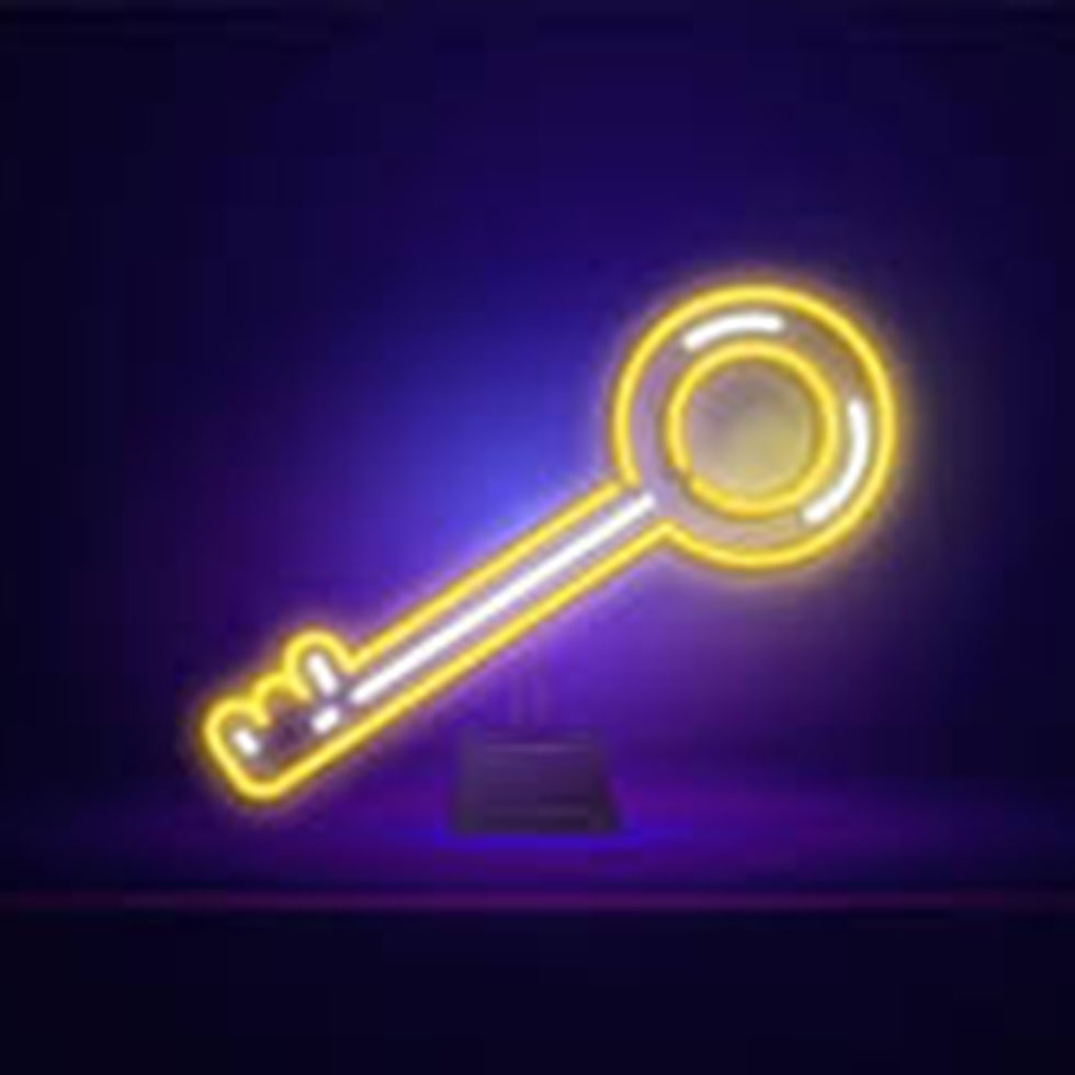 This illustration shows a glowing key in neon yellow light. It highlights the concept of a key emitting light as a unique feature.