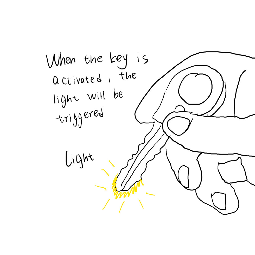 When the user inserts the key, the light is activated. The LED helps guide the key into the lock, making it useful at night. This design improves convenience and visibility.