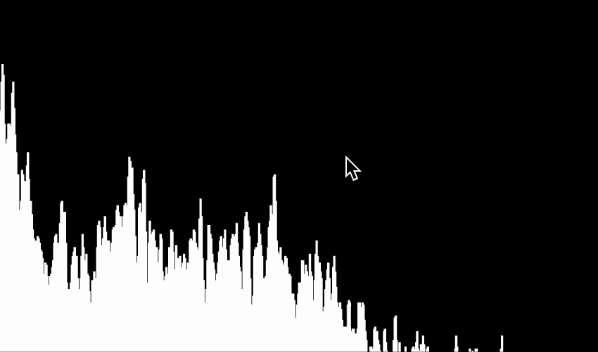 This GIF shows a visual representation of dynamic audio waveforms in a black and white contrast. As I write with the Apple Pencil on the iPad, the waveforms move up and down with the sound. The waves jump visually whenever the pencil touches the screen, creating a rhythmic experience of sight and sound.